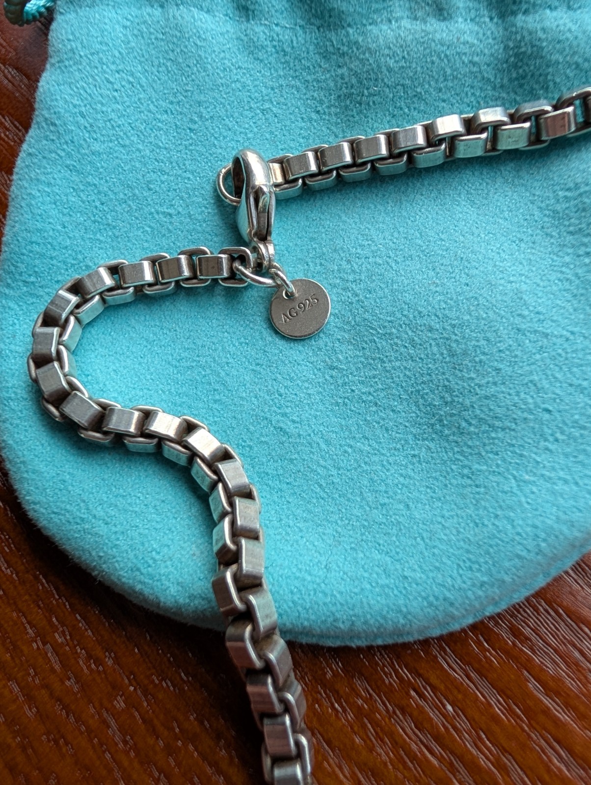 20” Tiffany & Co Venetian Box Link Necklace Chain in Sterling Silver