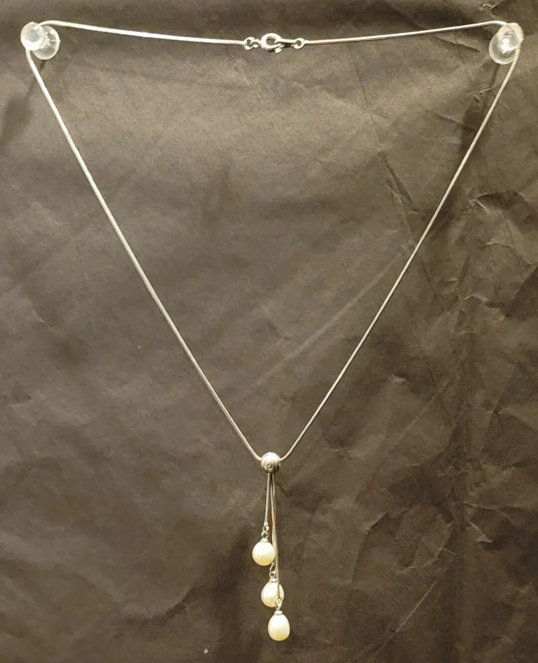 Fresh Water Tear Drop Pearls On 16 Inch Sterling Silver .925 Neckless Chain