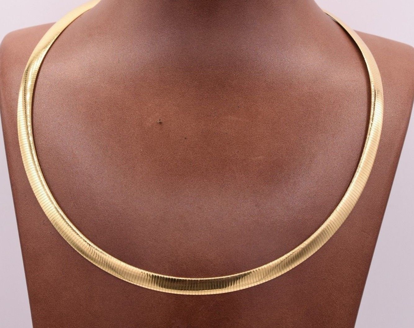 6mm Italian Reversible Omega Chain Necklace 14K Yellow Gold-Plated Silver 925