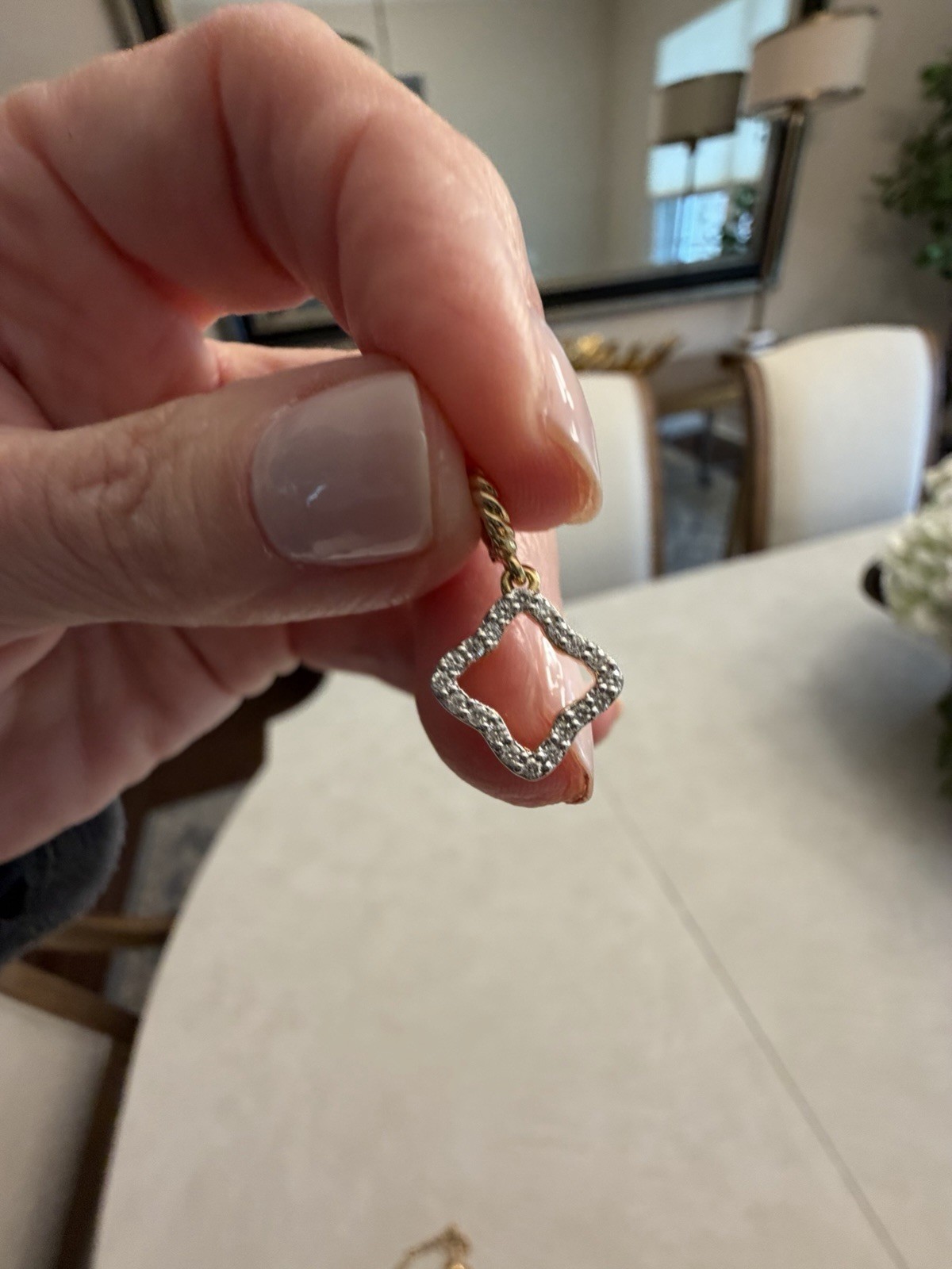 David Yurman QUATREFOIL AMULET 18K Yellow Gold with Diamonds, 11mm Pristine