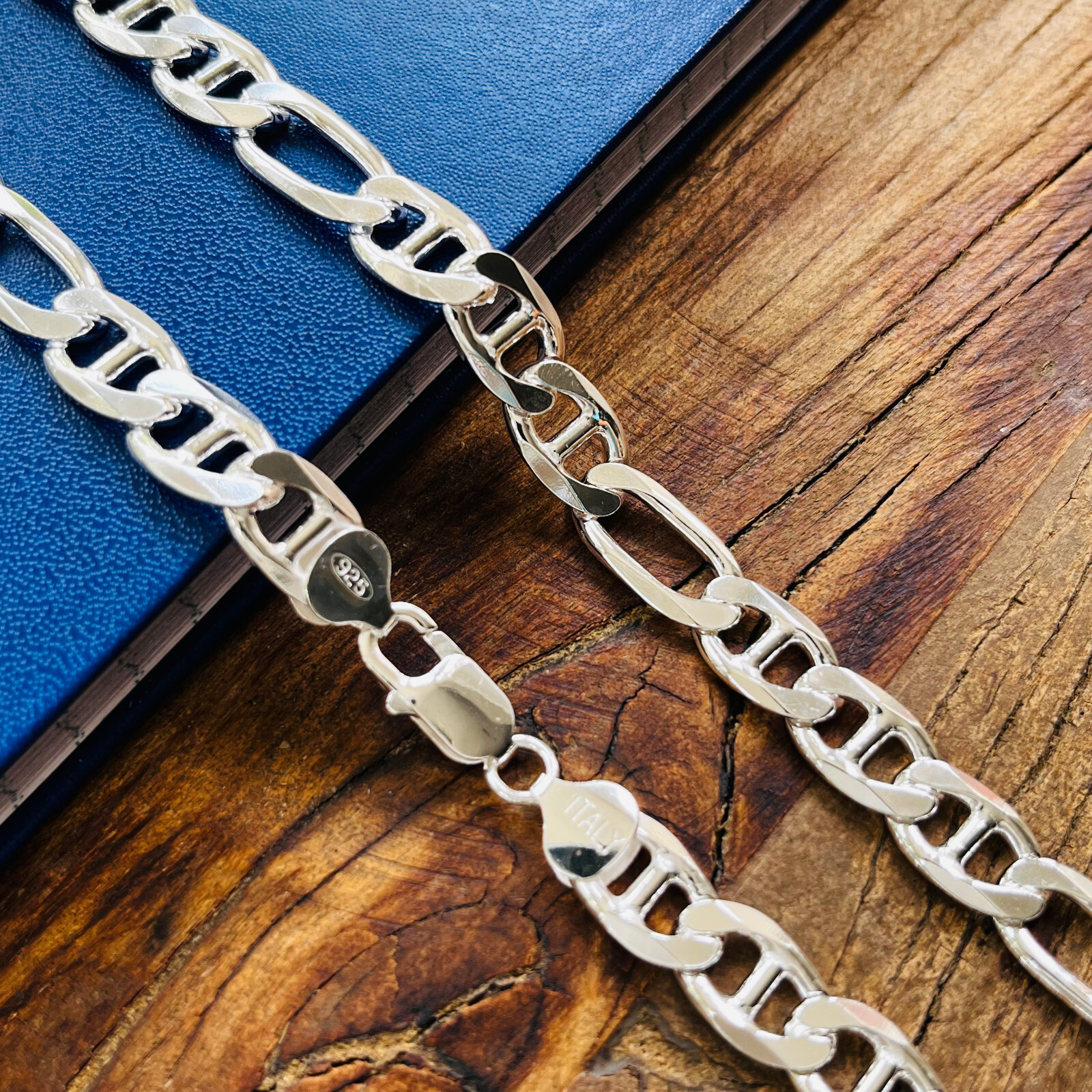 Real Solid Sterling Silver Figarucci Mens Boys Chain Bracelet or Necklace