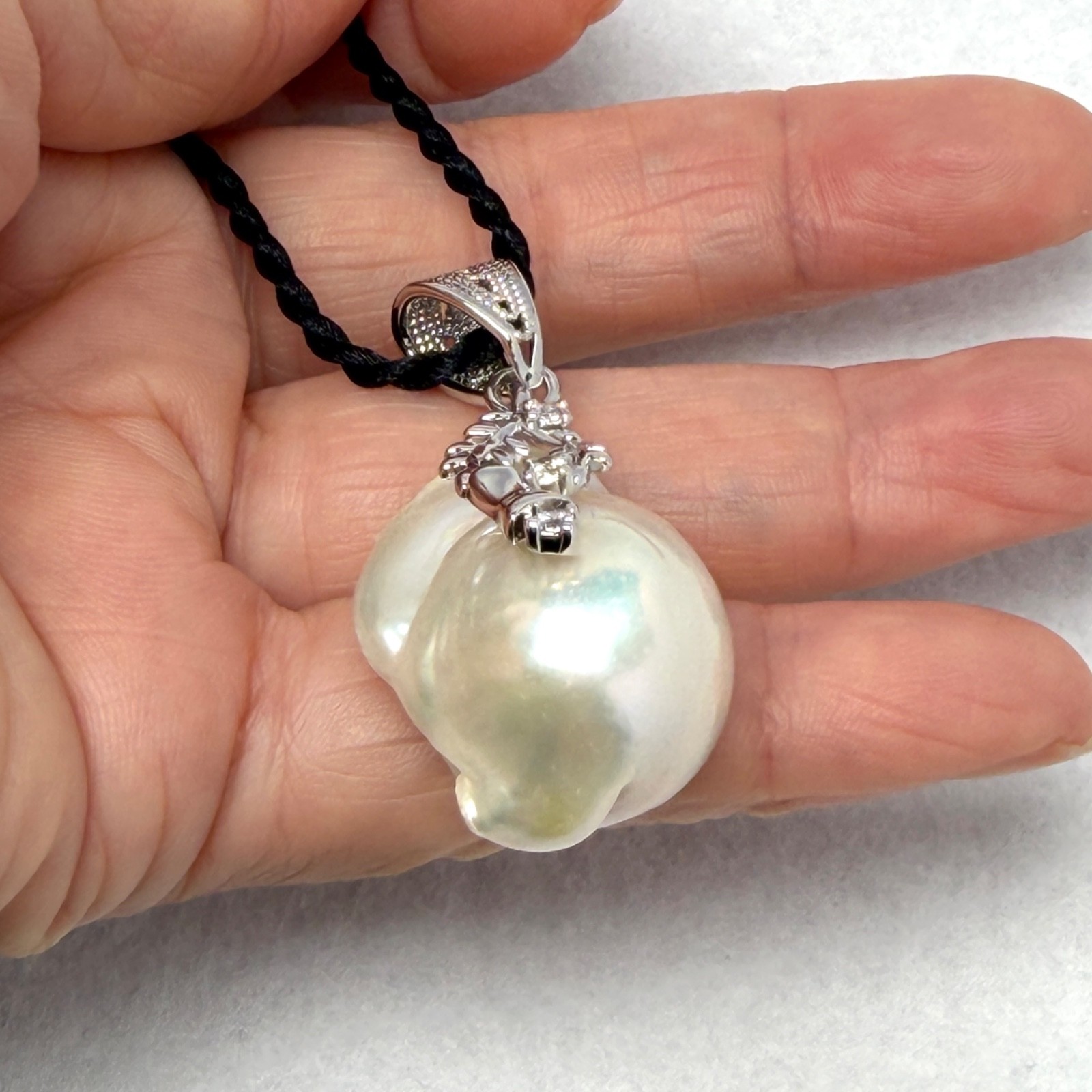 Humongous 20.3 x 30.2mm Freshwater Baroque Pearl Pendant, 925 Silver Bail #124SP