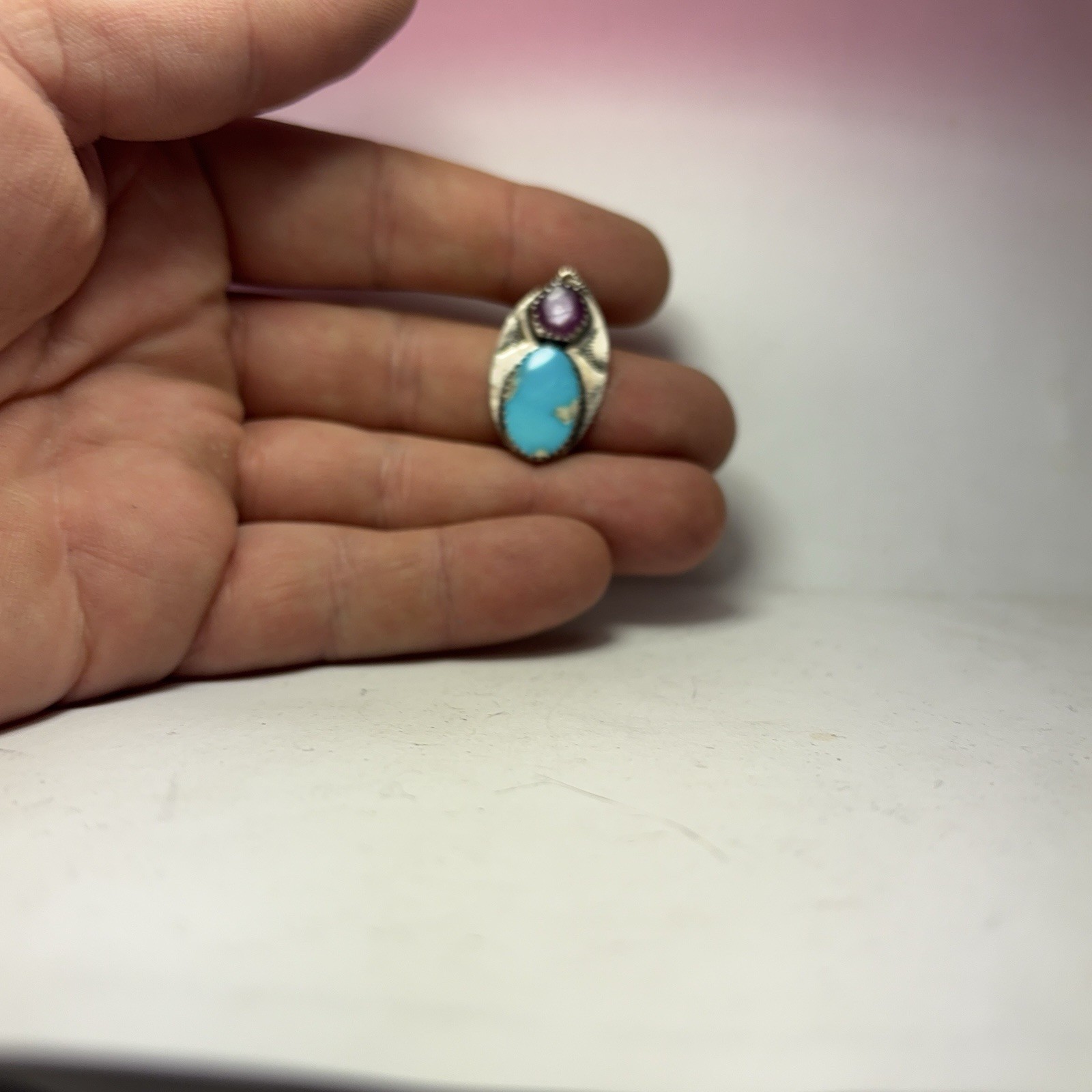 16 Ct Tw Natural Morenci, Arizona Turquoise & Ruby Sterling Silver Gem Pendant