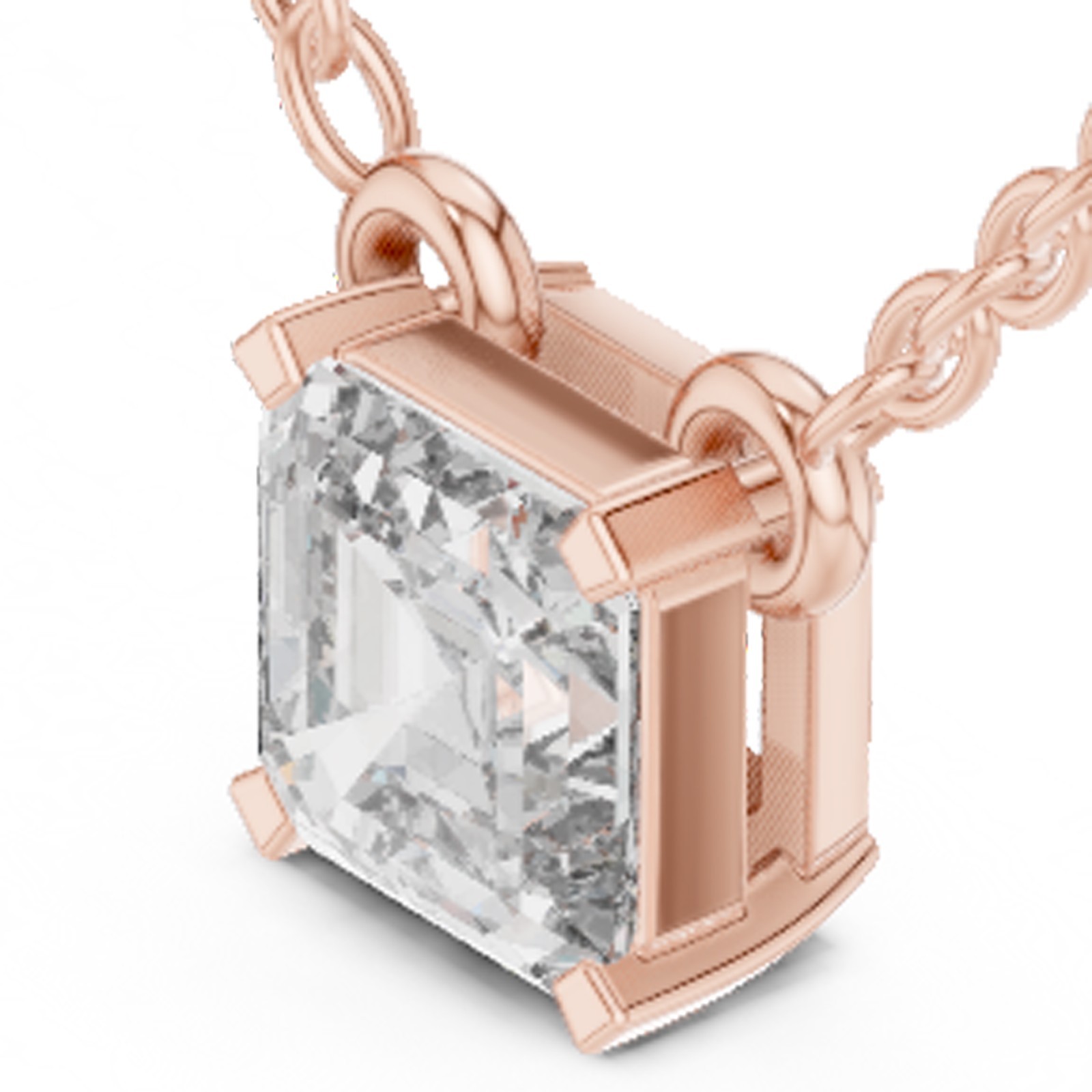 Asscher Certified Natural Diamond Anniversary Gift Pendant 14K Gold Over