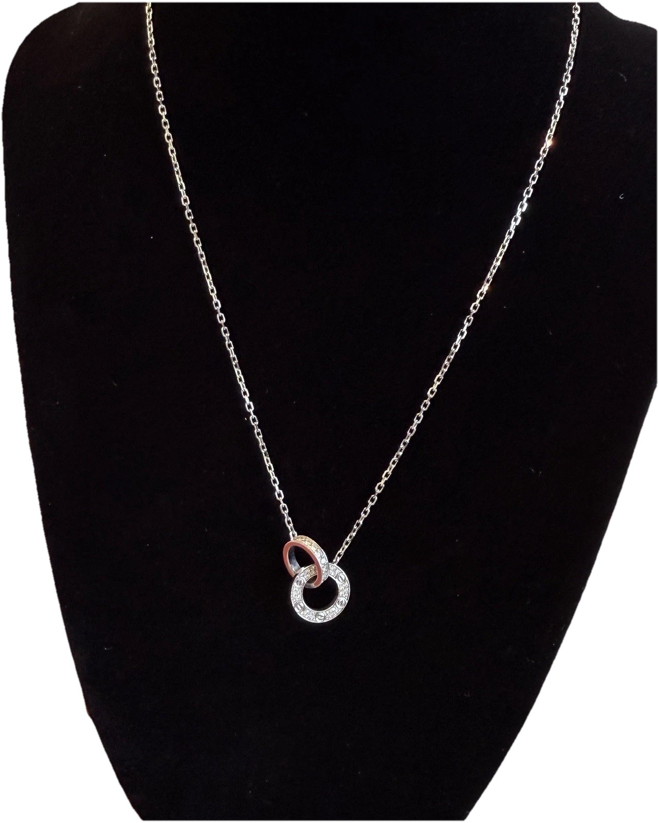 Cartier Love Necklace with Pendant 18k White Gold Pavé Diamond 0.30 ctw