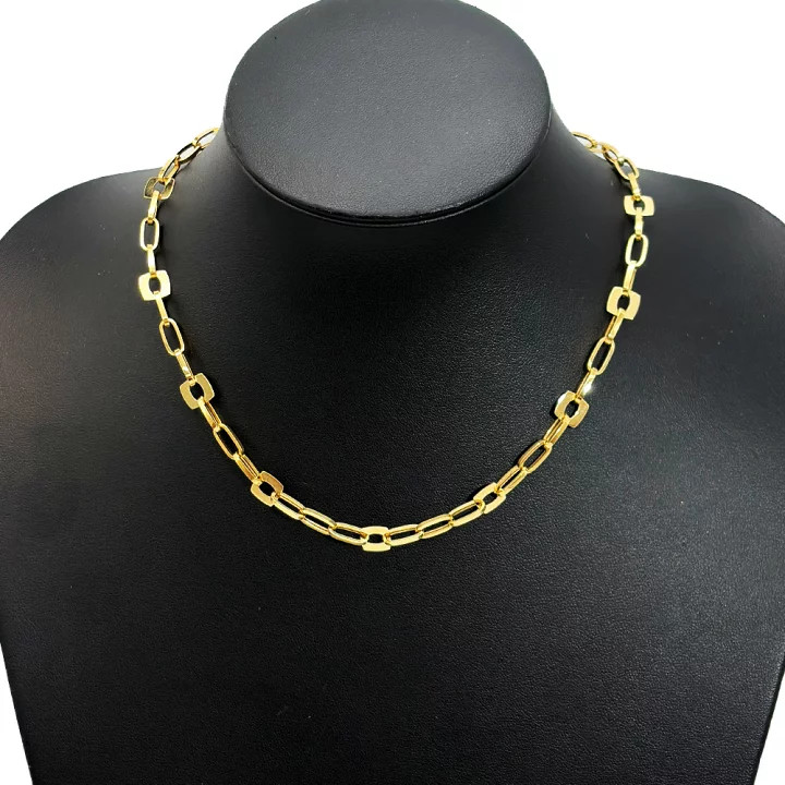 UNOAERRE Design Necklace 18K Yellow Gold 8.1g Choker Italy Hollow Gold