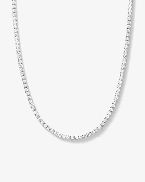 Lab Created Diamond 12Ct Round Cut Tennis Women’s Necklace 14K White Gold Plated