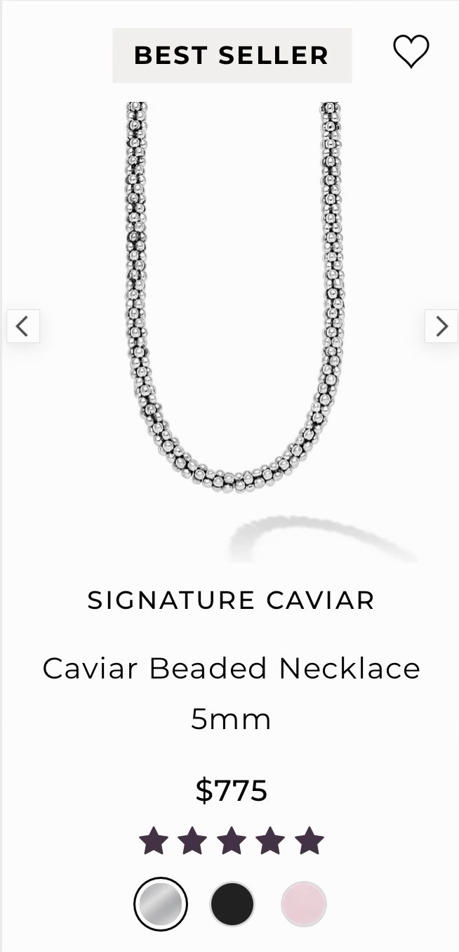 LAGOS Sterling Silver 925 Signature Caviar 5mm Beaded Necklace 16″