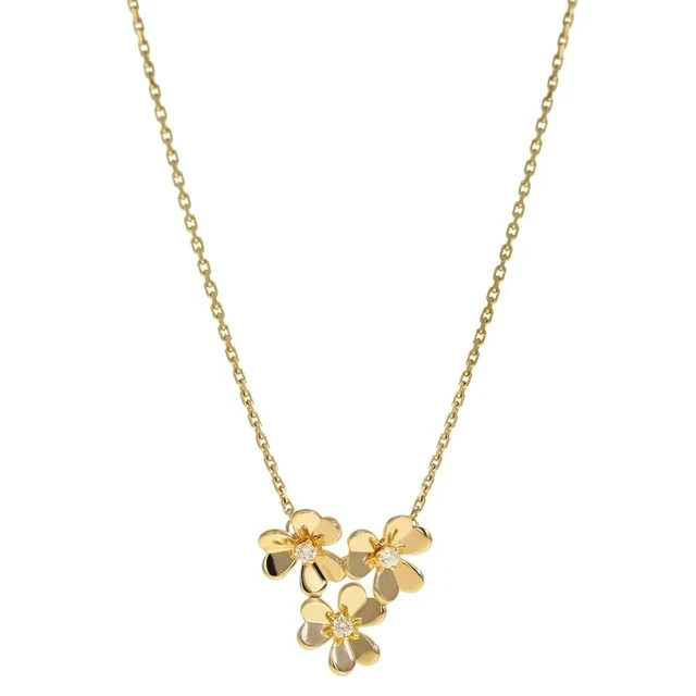 1.30Ct Round Cut Lab Grown Diamond Three Flower Pendant 14k Yellow Gold Plated