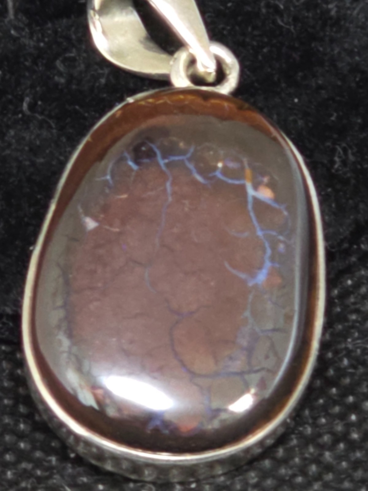 Natural Australian Boulder Opal Pendant 925 Sterling Silver 1.6″ Drop x 20 mm