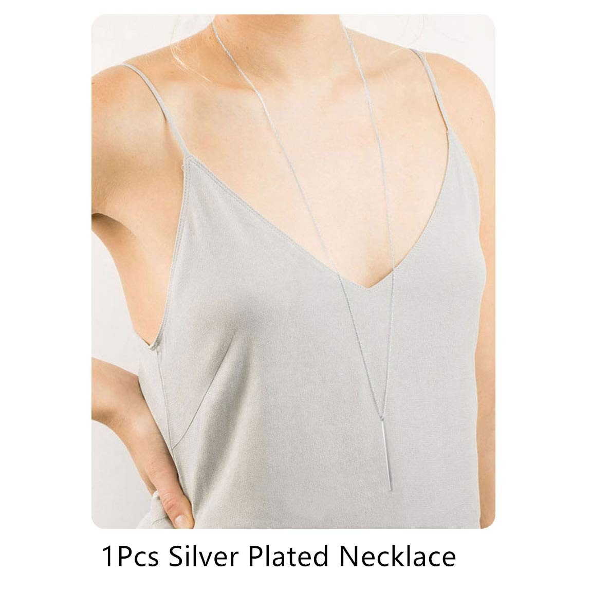 Simple Long Necklace Y Layer Vertical Bar Pendant Necklaces Lariat Chain for Wom