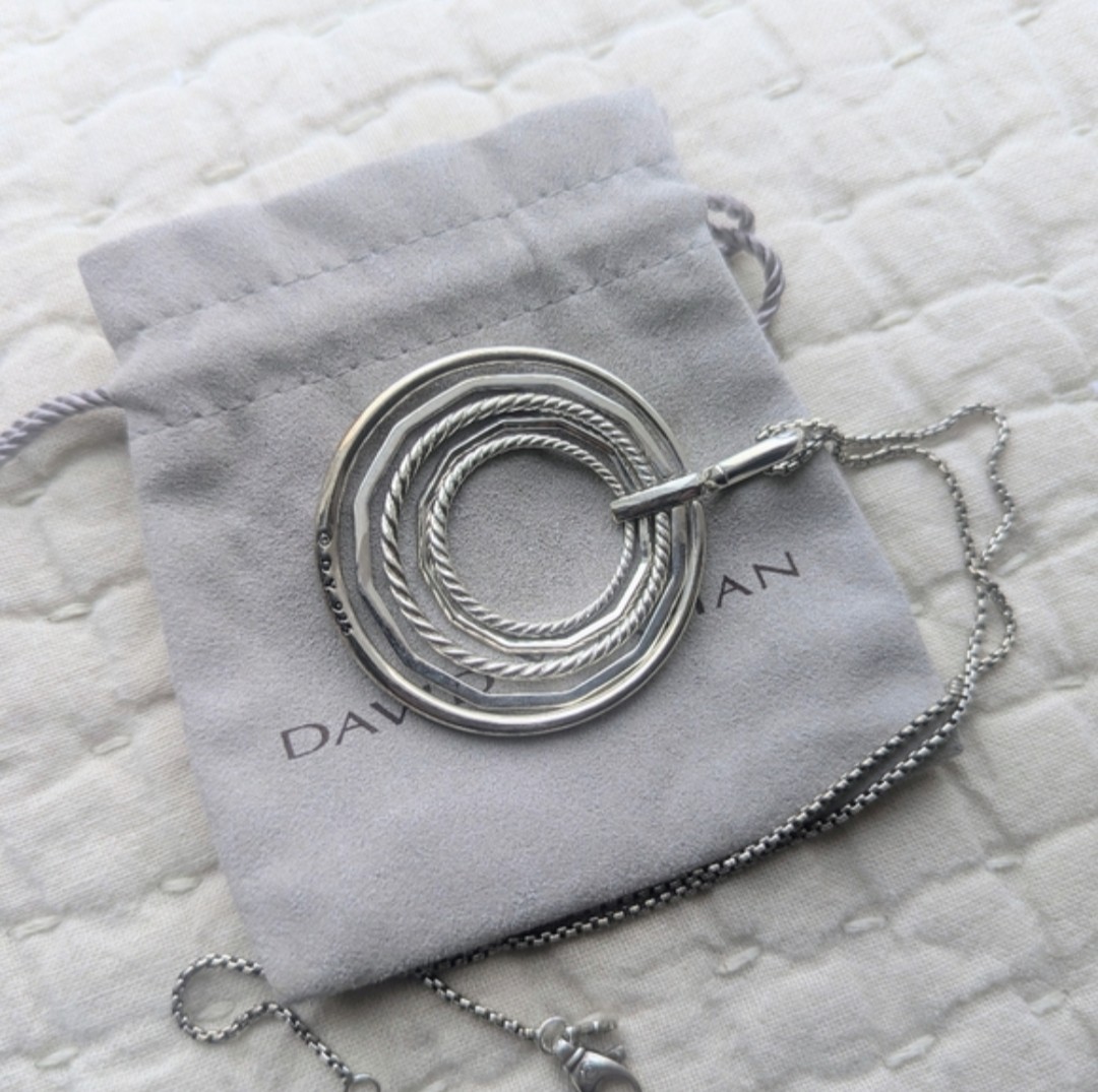 David Yurman Stax Diamond Sterling Silver Large Pendant Necklace
