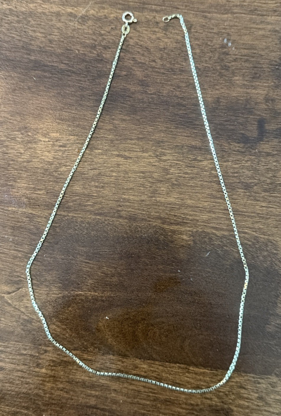 14k Gold Box Link Chain Necklace Unoaerre Italy 18in, 6 grams