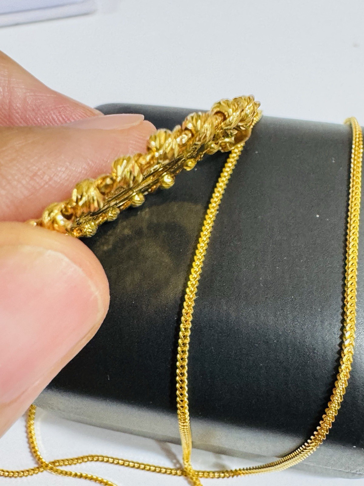 Saudi 22K 916 Real Pure Solid Gold Round Coin Set Necklace 20” Long 10.7g 1.6mm