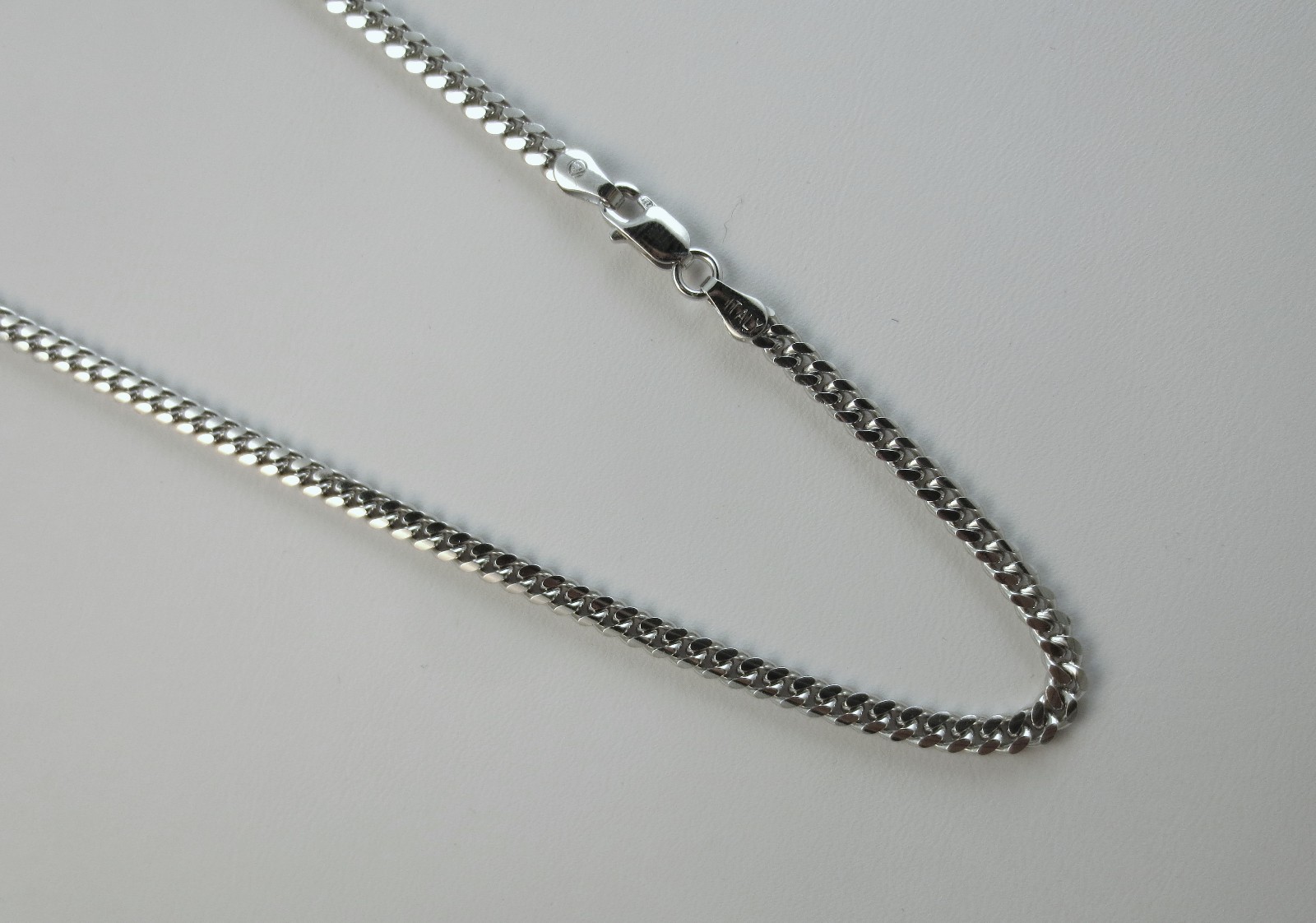 2mm, 3mm, 4mm Miami Curb Chain Italian Sterling Silver. RHODIUM Finish18-30 Inch