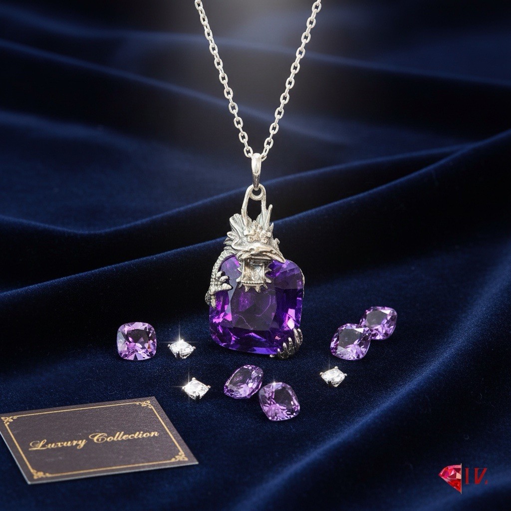 Amethyst Dragon Pendant Necklace