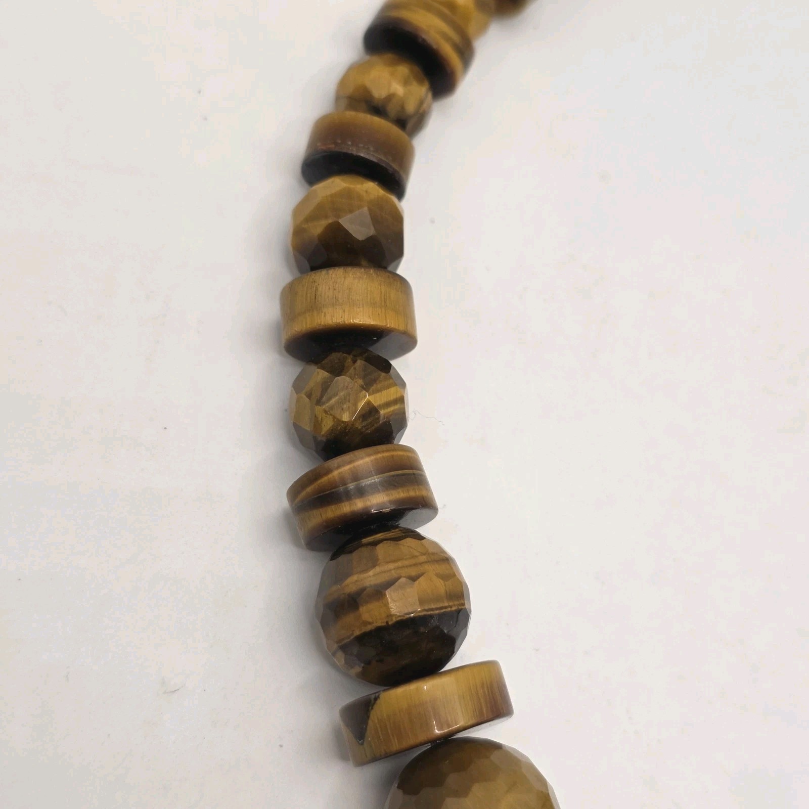 Beautiful DRT Graduated Faceted Tiger’s Eye Sterling Silver 925 Necklace