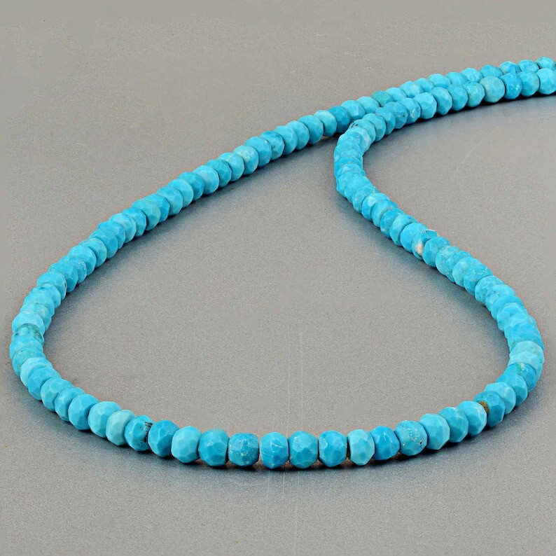 Sleeping Beauty Turquoise Minimalist Gemstone Beads Necklace 925 Sterling Silver