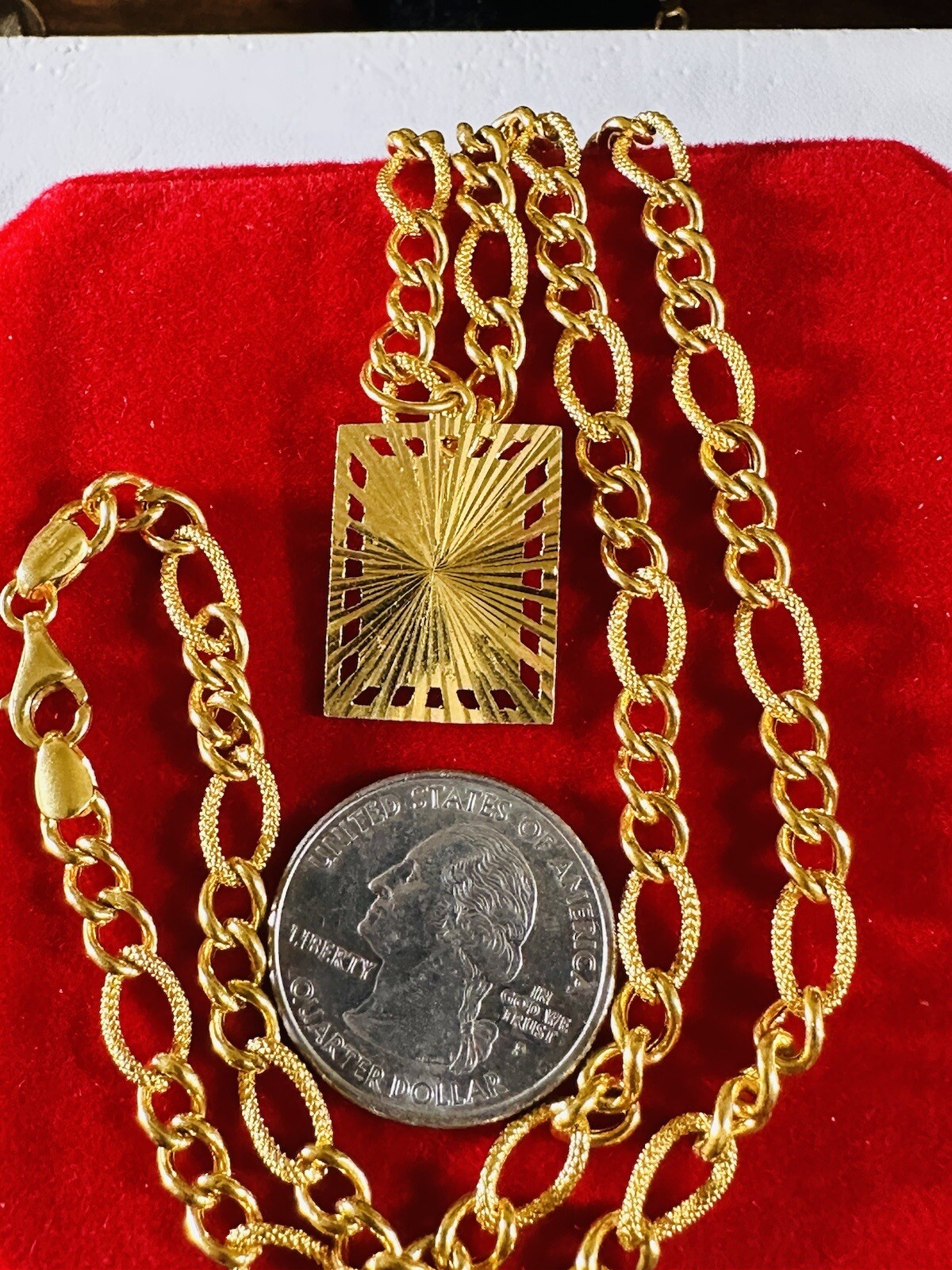 Women’s 22K 916 Yellow Gold 18” long Women’s Devine Allah Set Necklace 5mm 14.8g