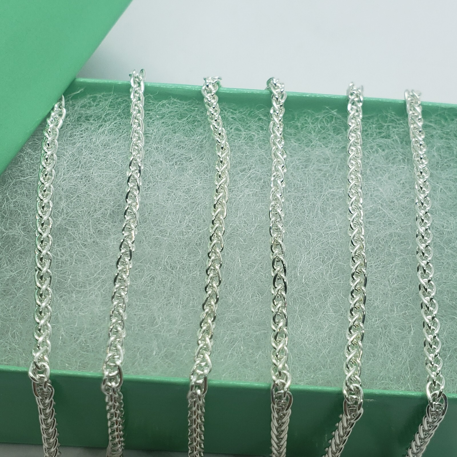 925 Sterling Silver Spiga Wheat Chain Necklace Bracelet Men Women 2mm 7″ to 30″