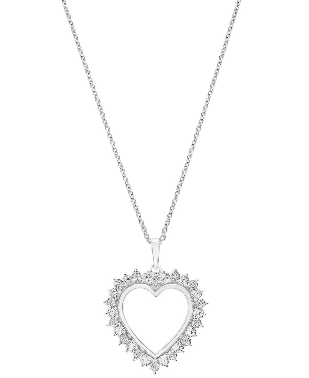 Diamond Heart 18″ Pendant Necklace (1/10 ct. t.W.) in Sterling Silver w/ giftbox