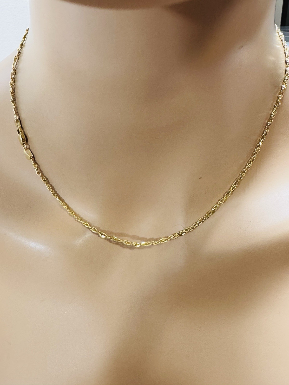 SOLID 18K 750 Gold Beads Chain Necklace 16”/16.5” Long 5.2g 2.5mm Choker WOMENS