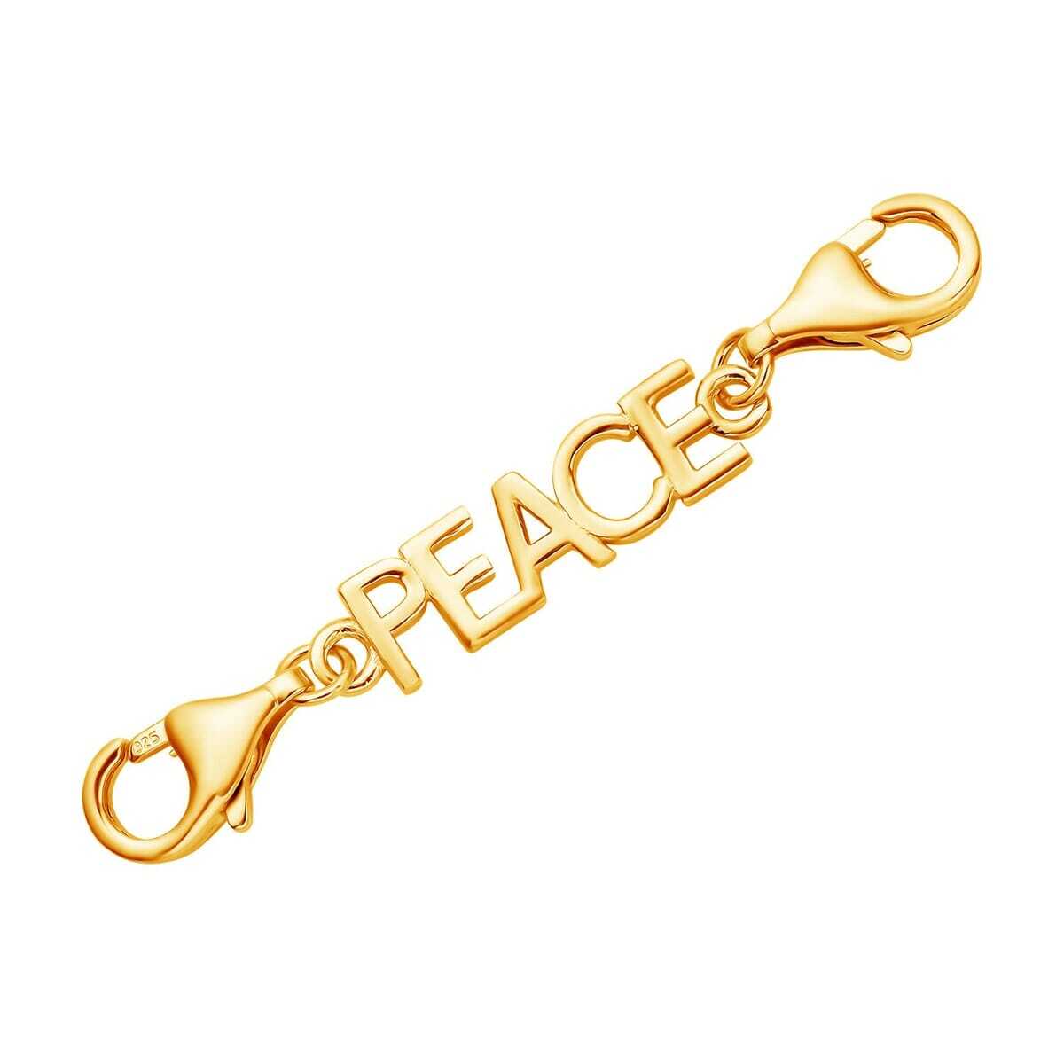 Lobster Lock Extender PEACE 14K Yellow Gold Plated 9mm Lobster Lock 2pc