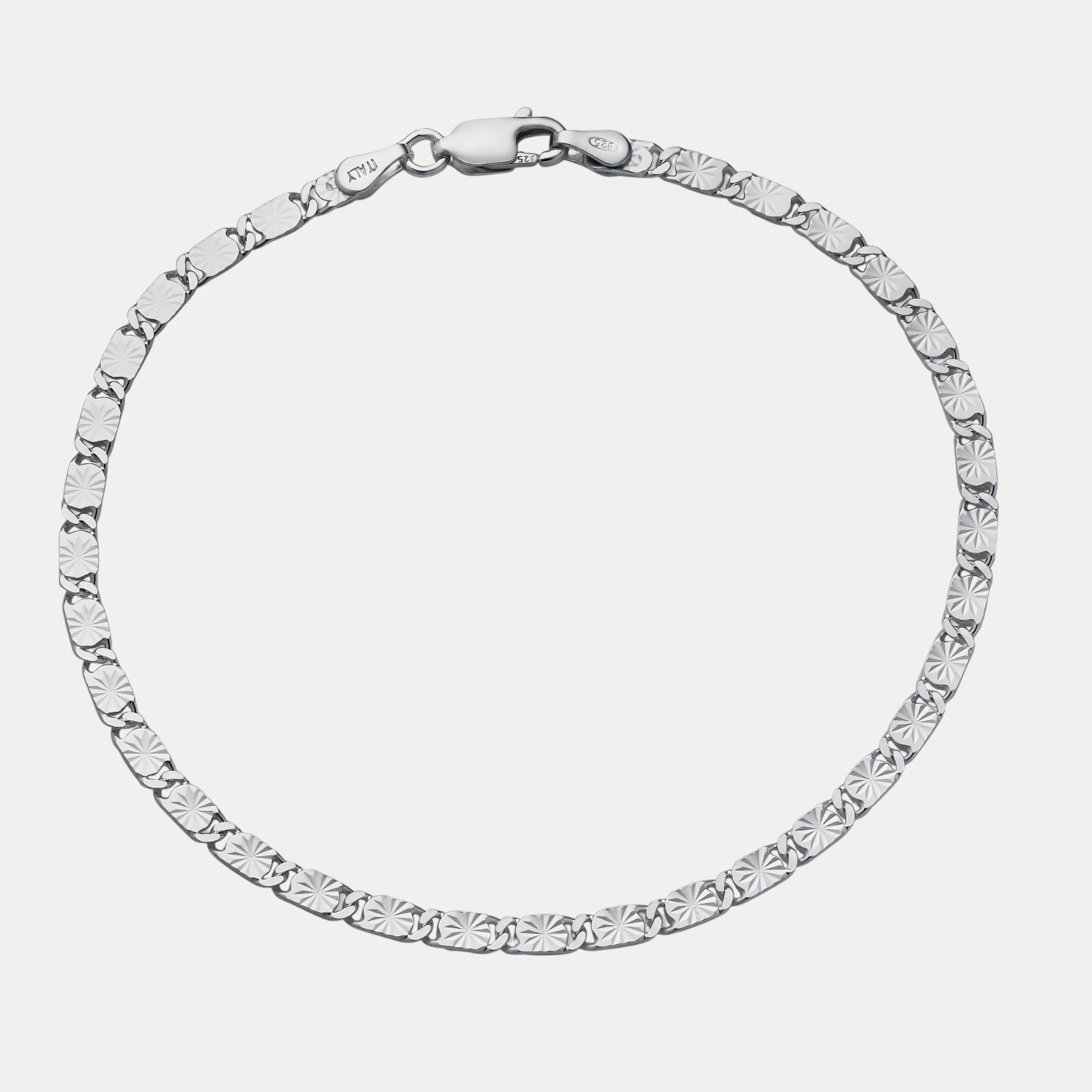 3mm Valentino Link Bracelet – Real Solid 925 Sterling Silver MADE IN ITALY