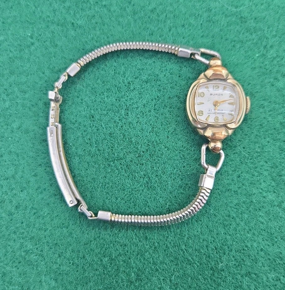 Vintage 1950s 23 Jewels 10KGF Gold Buren Ladies Watch Winding Movement Works