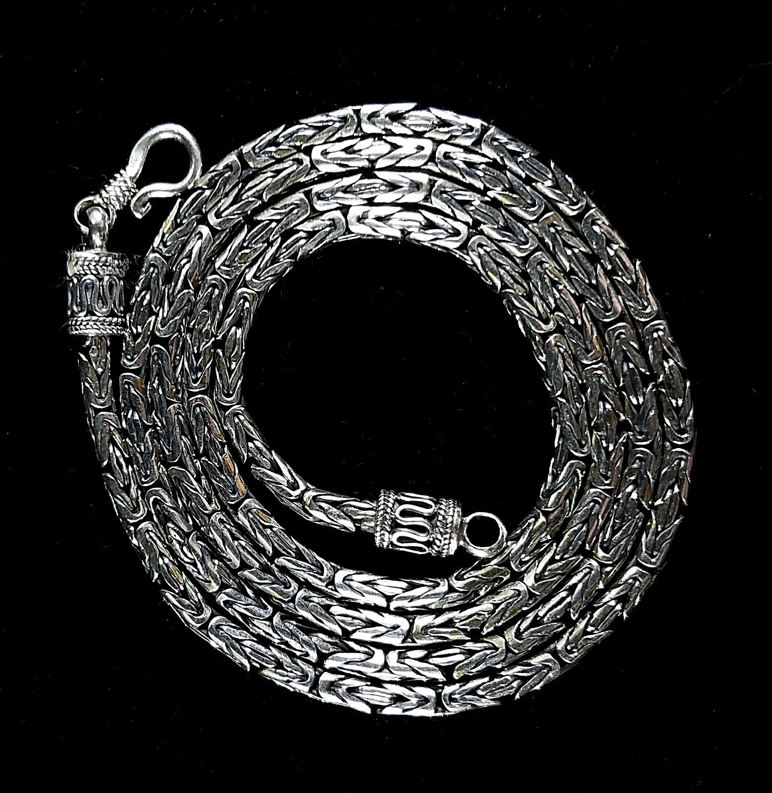 2.5MM Handmade Solid 925 Sterling Silver Balinese BYZANTINE Chain Necklace Bali