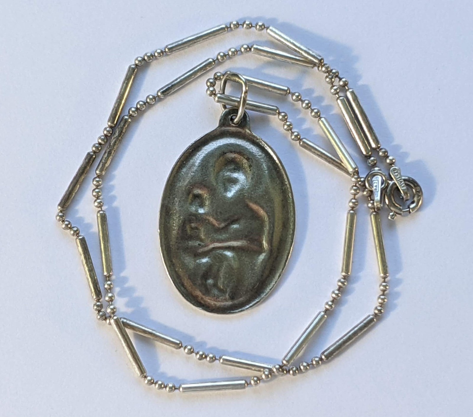 Orthodox icon amulet “Mother of God”, chain 40 cm. 925 silver. Weight 7.15 g.
