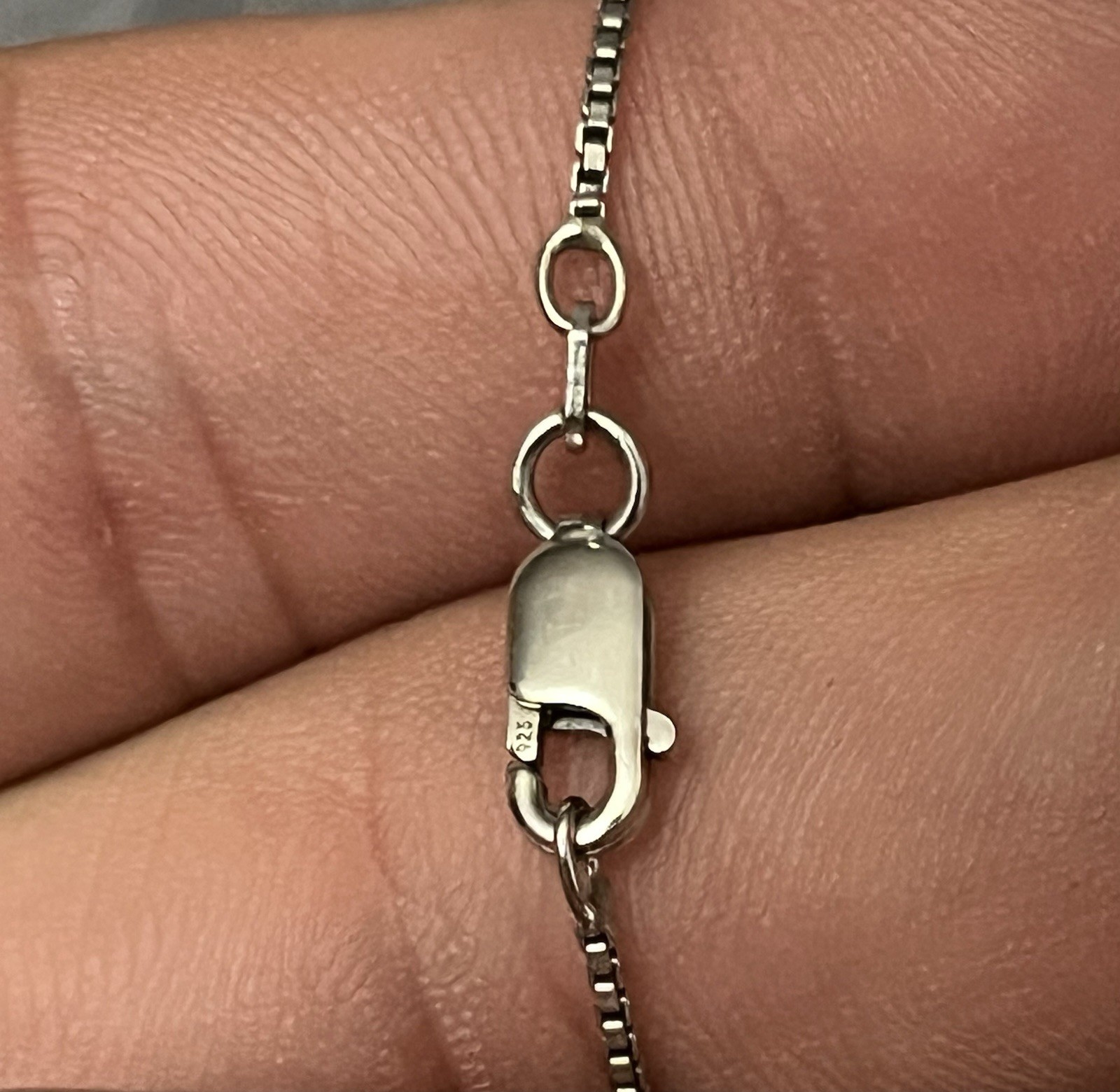 925 Sterling Silver Box Chain Necklace with Lobster Clasp