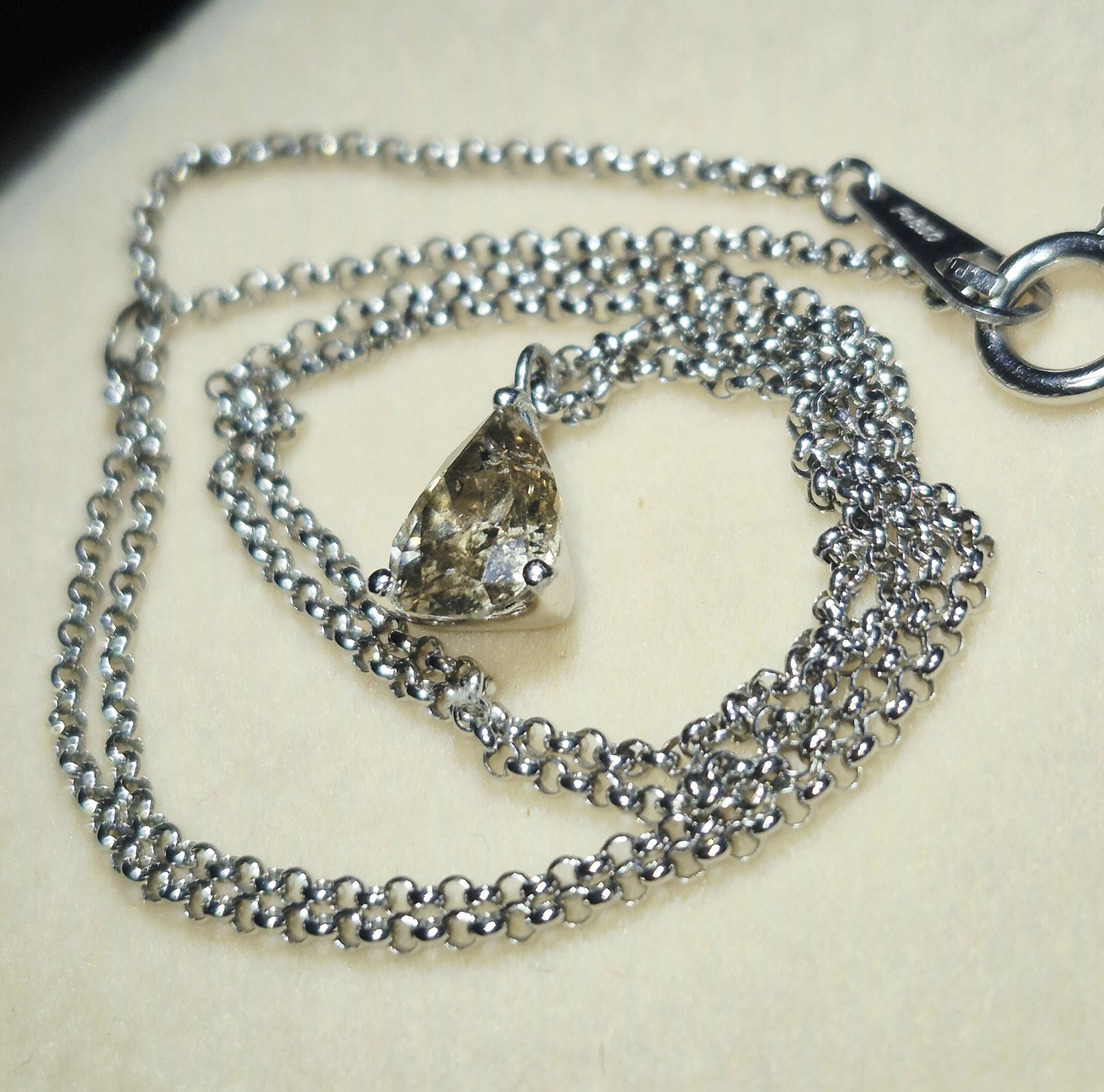 STUNNING! PLATINUM 900 NATURAL EARTH MINED 1ct GOLDEN DIAMOND SOLITAIRE NECKLACE