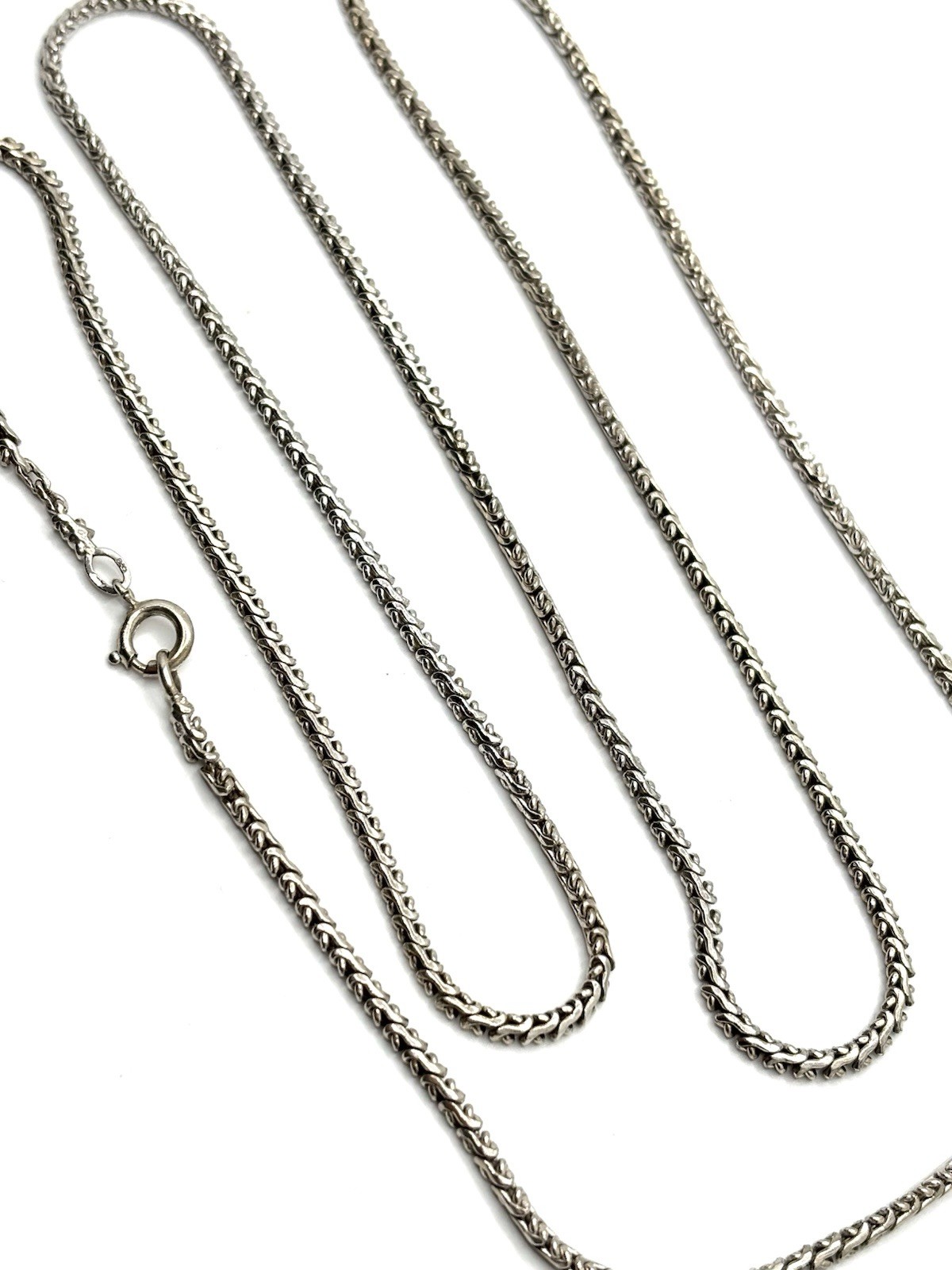 Vintage 835 German Silver 2.2mm Byzantine Wheat Chain Link Necklace 37”