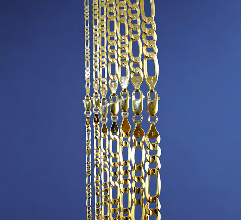 10K Yellow Gold SOLID Figaro Necklace Bracelet Chain Italian Real 2-11mm 7″-30″