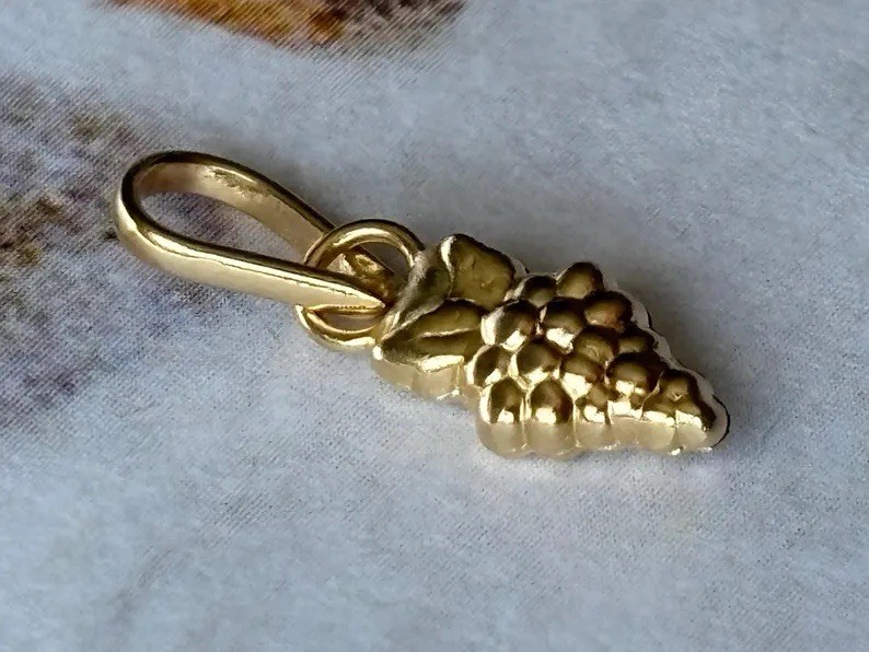 18K Solid Gold Grape Cluster pendant | Charm For Her | Necklace Not Included
