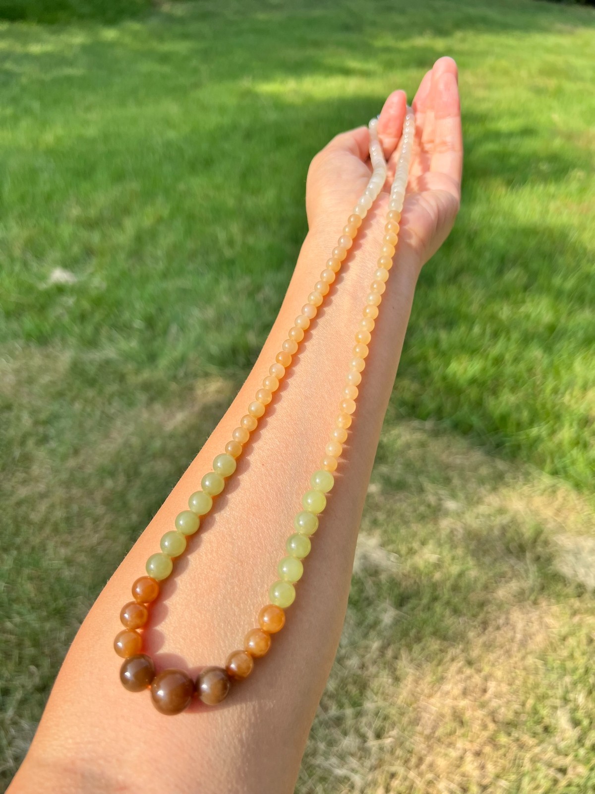 Only one! Top Gorgeous Genuine Nephrite Jade Bead 24″ Necklace H323 b