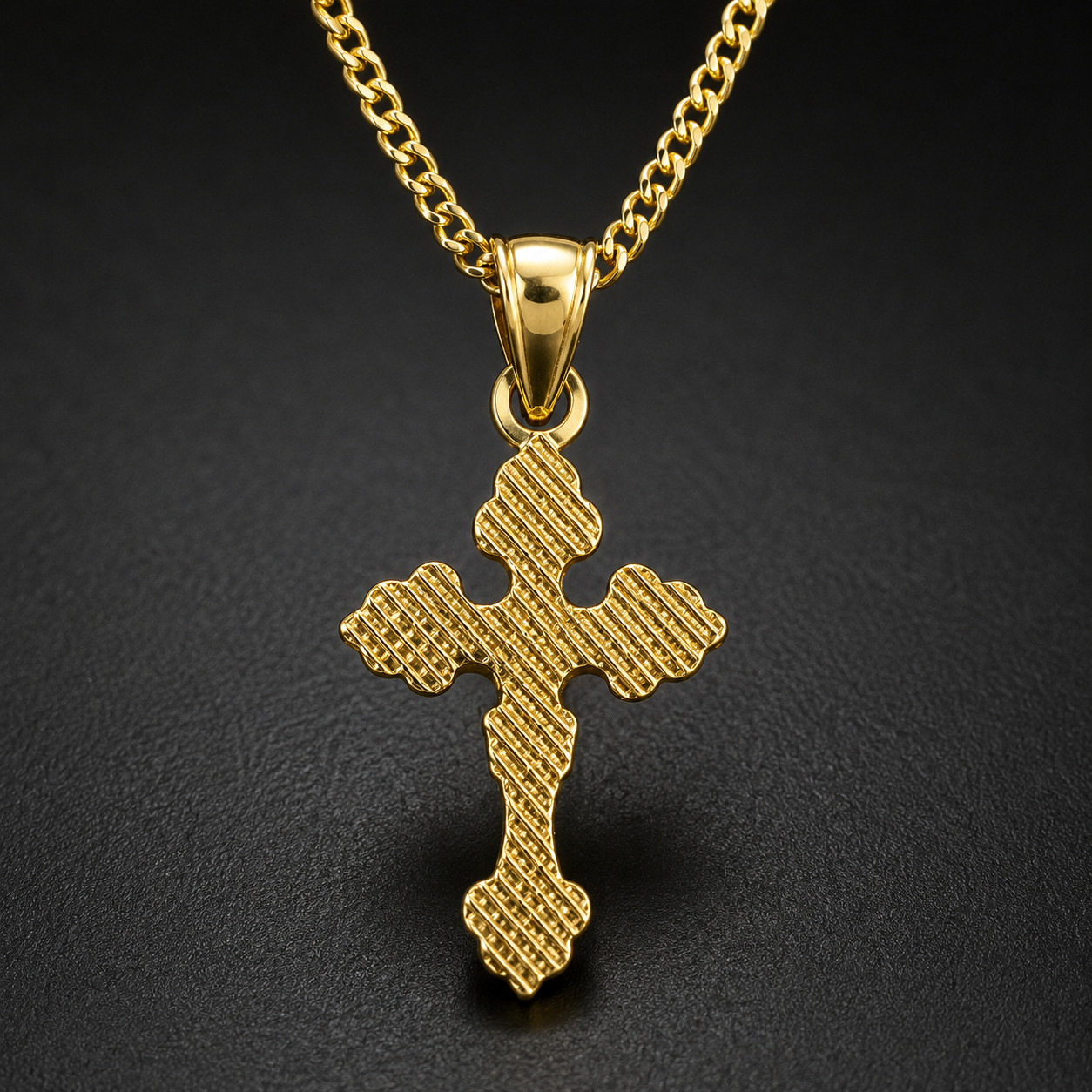 10K Solid Yellow Gold Ornate Crucifix Cross Pendant Jesus Religious Charm 19.5mm