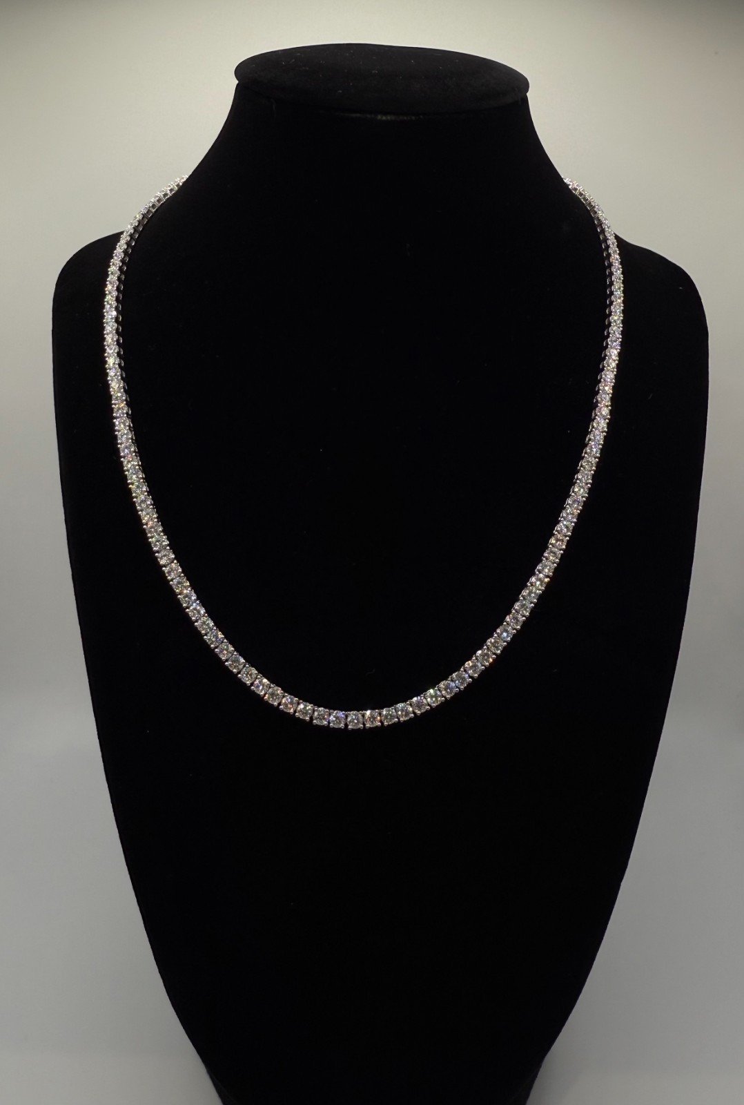 15 Ct Lab Grown Diamond Tennis Necklace 14K White Gold 20″ Inches