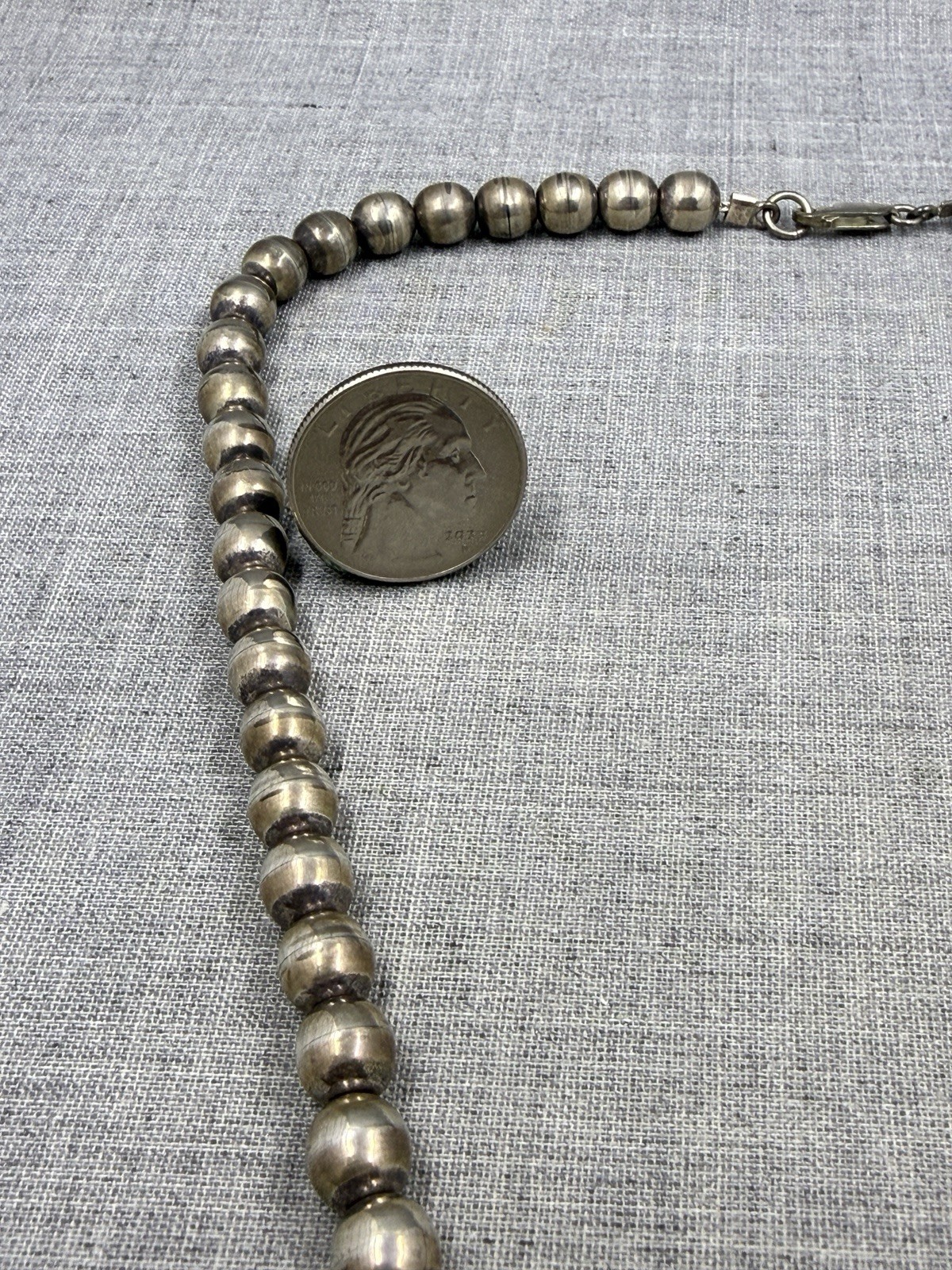 Sterling Silver .925 8mm Ball Bead Necklace 20.5″ (45 Grams)
