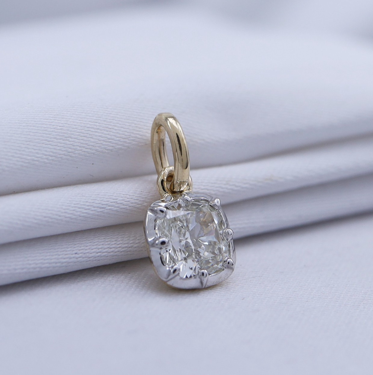 1 Ct IGI Asscher Cut Lab Grown Diamond Solitaire Pendant 14K Yellow Gold