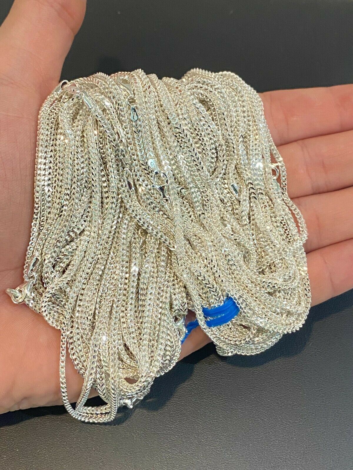 Solid 925 Sterling Silver Franco Chain Necklace 2mm WHOLESALE LOT Reseller 10pc