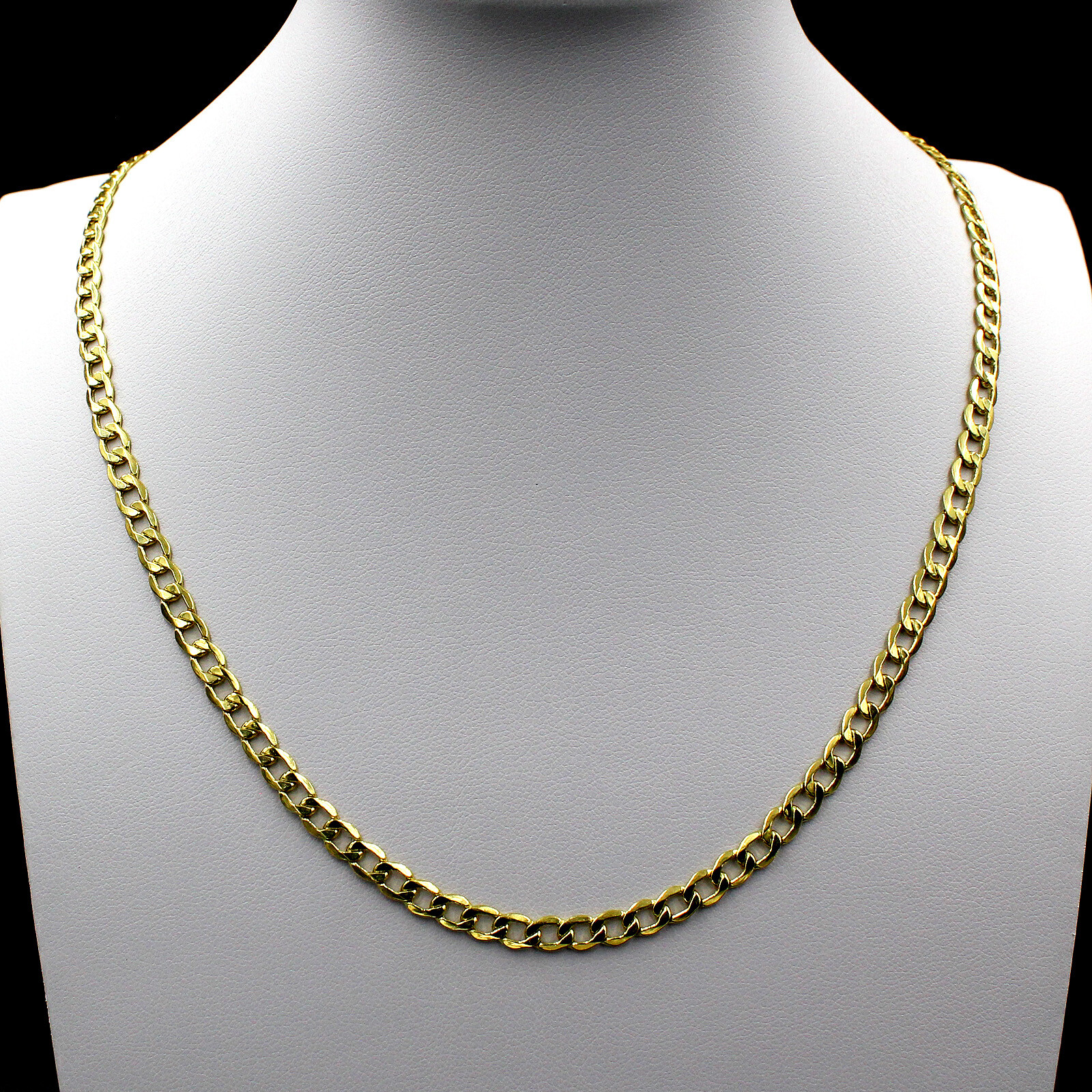 Real 10K Yellow Gold 2.5MM Curb Cuban Link Chain Pendant Necklace 14″- 30″