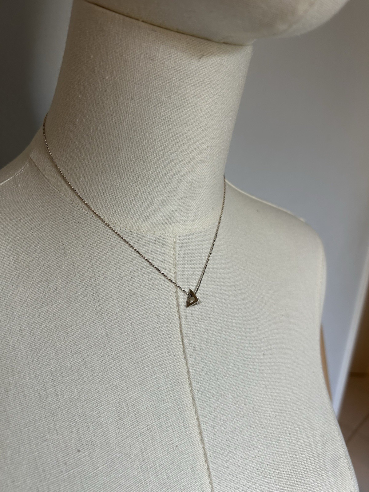 Silver Pyramid Pendant Necklace On A Stamped 925 Silver Chain 16 Inches ￼