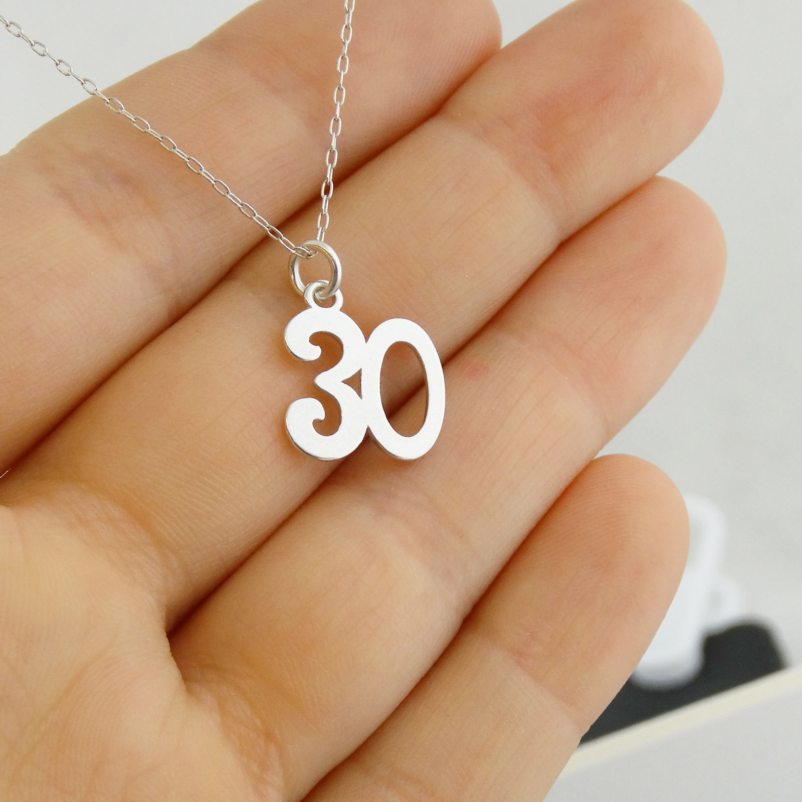 Number 30 Charm Necklace – 925 Sterling Silver Thirty 30th Birthday Anniversary