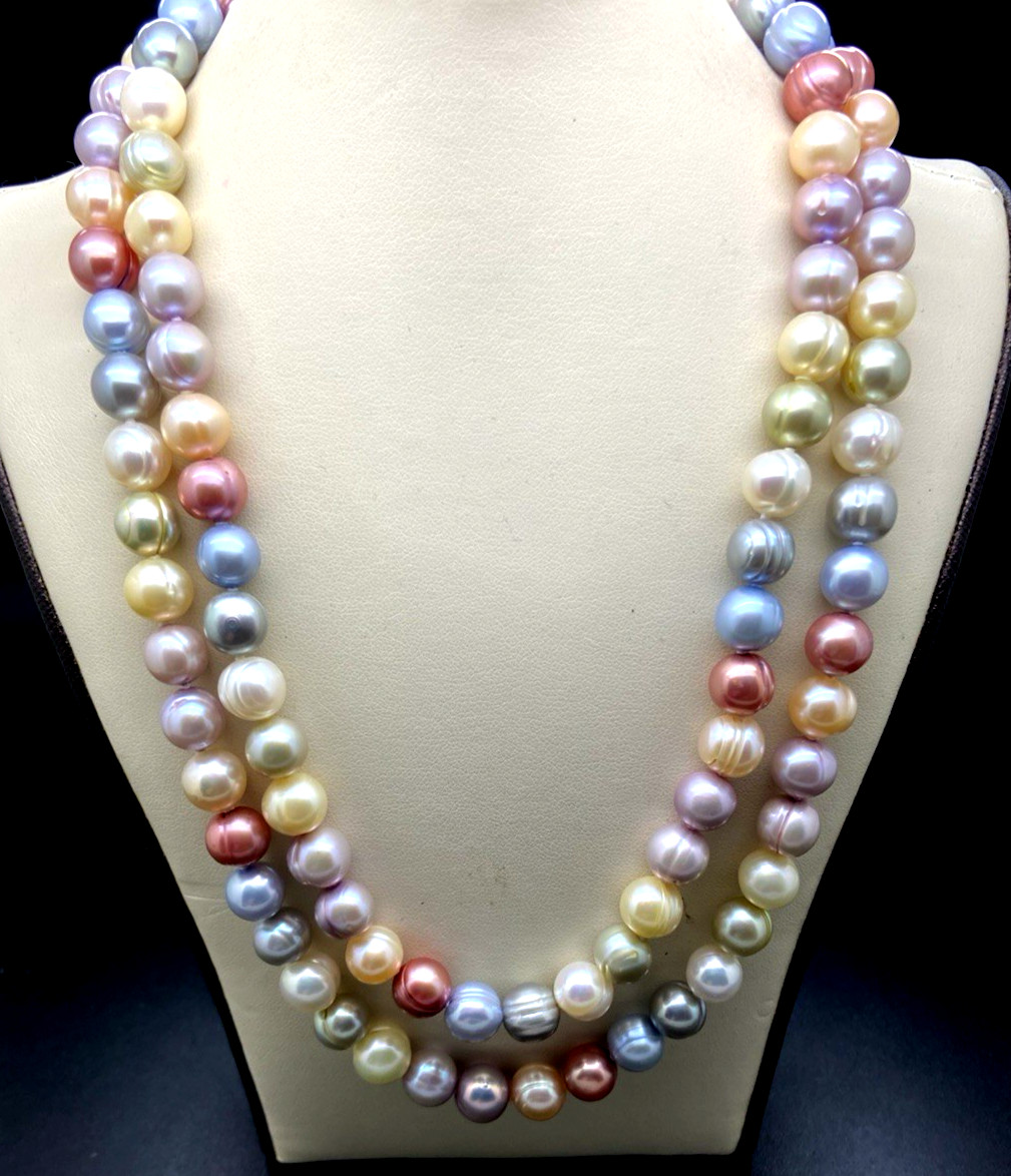 HONORA STERLING SILVER GELATO MULTI COLOR PEARL 36′” NECKLACE NEW IN POUCH