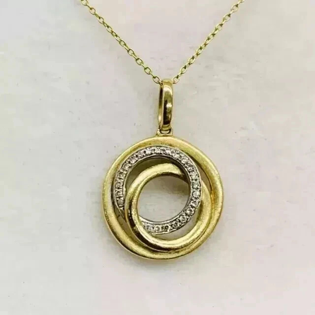Round Cut 1.00Ct Lab Grown Diamond 14k Yellow Gold Plated Women’s Circle Pendant