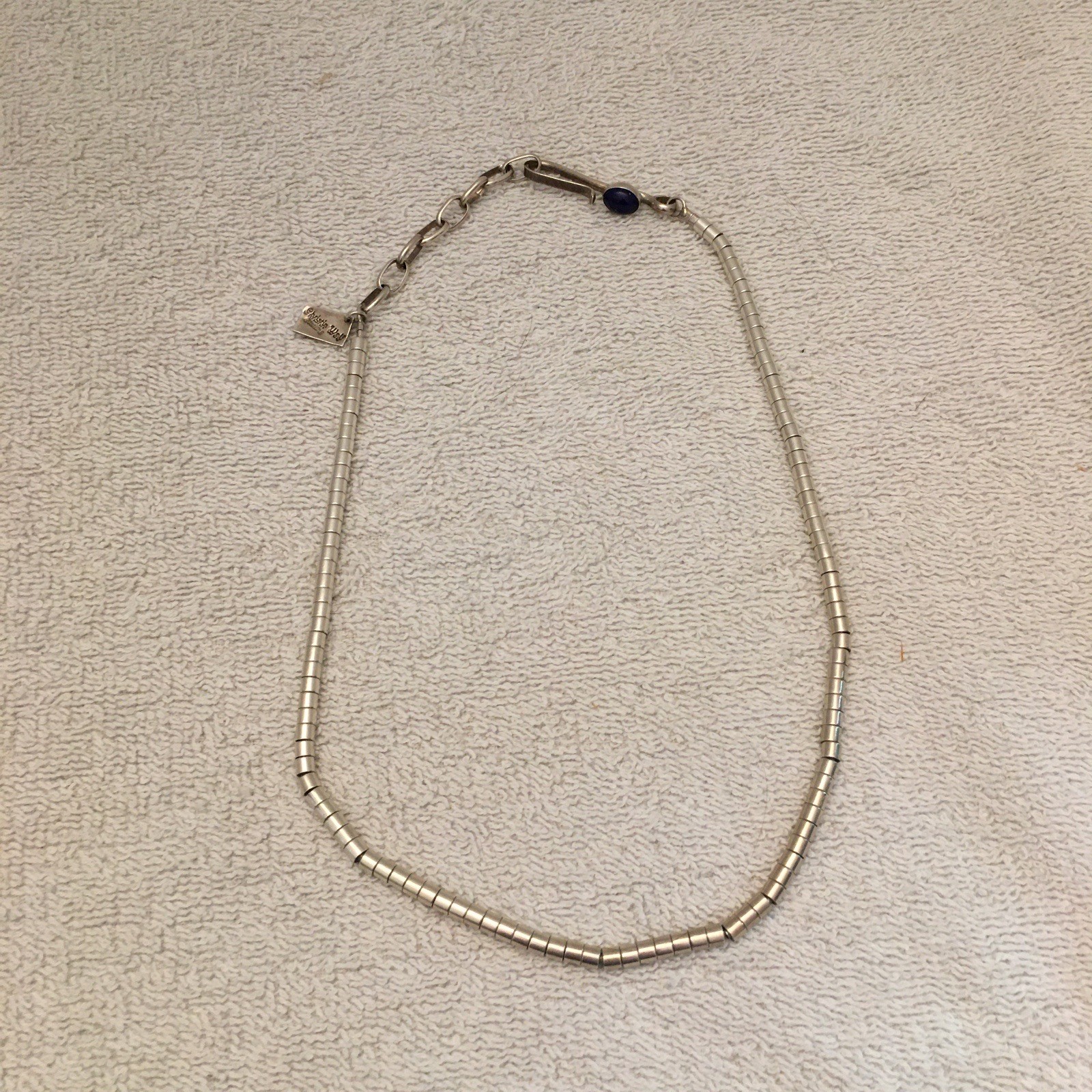Christin Wolf Necklace Sterling Marked W/ Gemstone Hook Closure