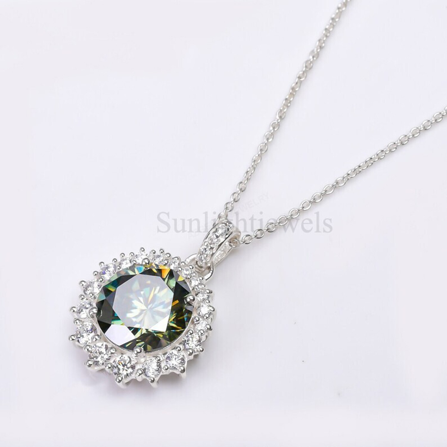 Round Cut Blue Lab Diamond Drop Pendant 6.7 Ct in 925 Silver – Romantic