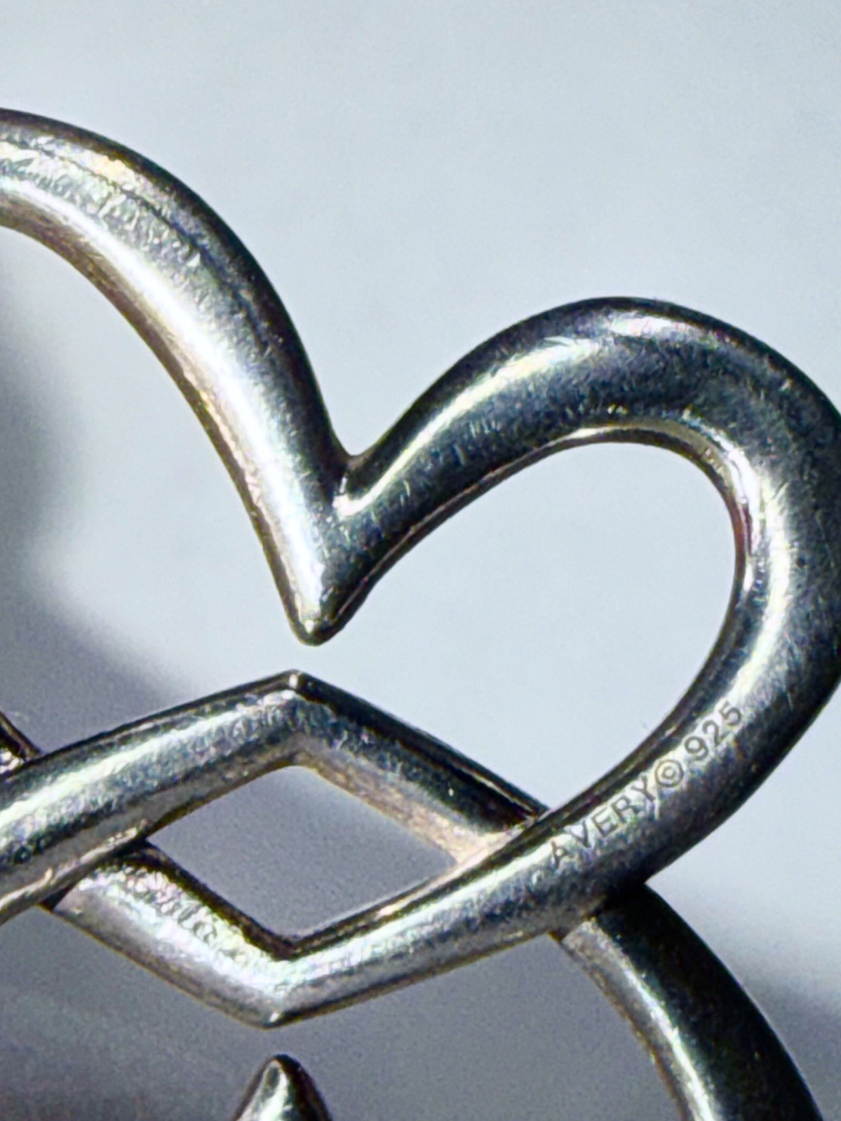 Retired JAMES AVERY Sterling Linked Heart Butterfly Pendant 1-1/8”